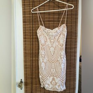 White sequin mini dress